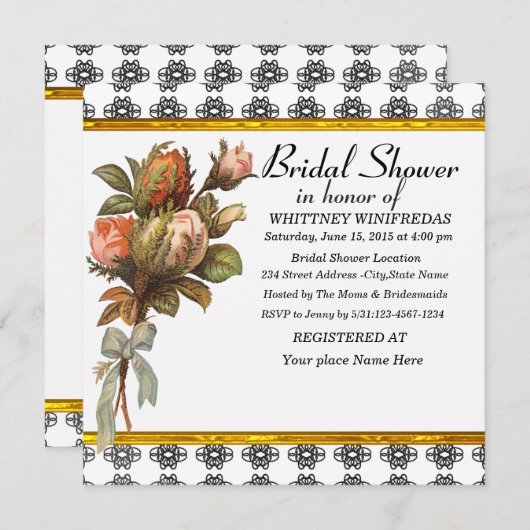 Elegant Bridal Shower Invitation Kaart (Voorkant / Achterkant)