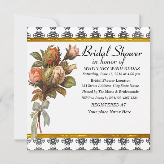 Elegant Bridal Shower Invitation Kaart (Voorkant)