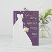 Elegant Bridal Shower Invitation | Paars en goud Kaart (Staand voorkant)