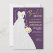 Elegant Bridal Shower Invitation | Paars en goud Kaart (Voorkant)