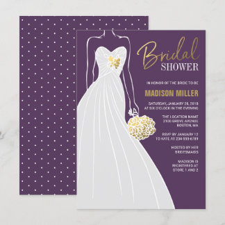 Elegant Bridal Shower Invitation | Paars en goud Kaart