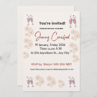 Elegant Bridal Shower Invitation | Printable & Cus Kaart