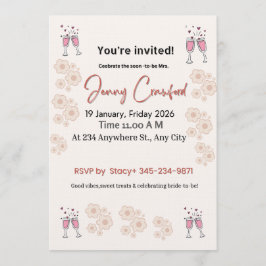 Elegant Bridal Shower Invitation | Printable & Cus Kaart