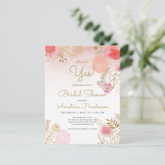 Elegant Bridal Shower Invitation. Uitnodiging (Staand voorkant)