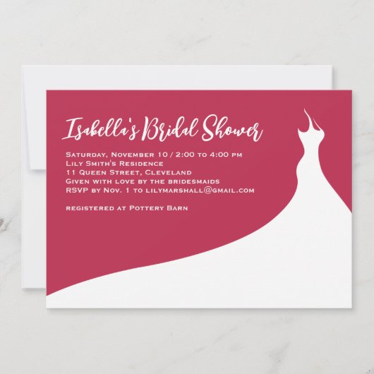 Elegant Bridal Shower Invitation viva magenta Kaart (Voorkant)