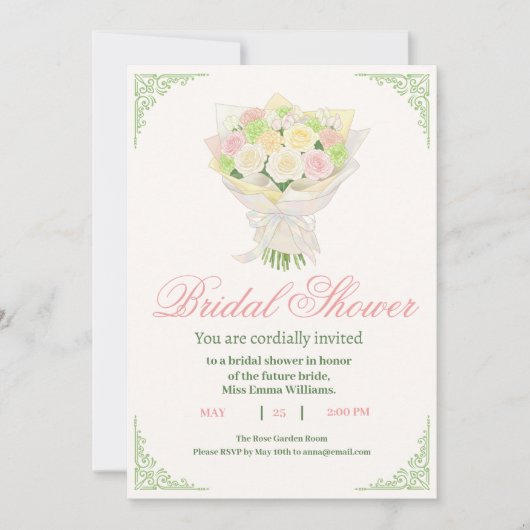 Elegant Bridal Shower Invitation with Japanese  Save The Date (Voorkant)
