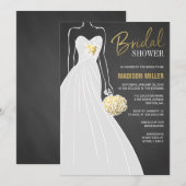 Elegant Bridal Shower Invitation | Zwart en goud Kaart (Voorkant / Achterkant)