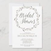 Elegant Bridal Shower Invitations Grey Wreator Kaart (Voorkant)