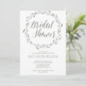 Elegant Bridal Shower Invitations Grey Wreator Kaart (Staand voorkant)
