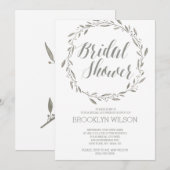 Elegant Bridal Shower Invitations Grey Wreator Kaart (Voorkant / Achterkant)