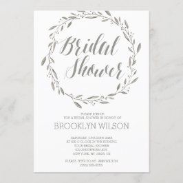 Elegant Bridal Shower Invitations Grey Wreator Kaart