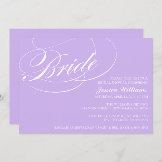 Elegant Bridal Shower Invitations Kaart (Voorkant / Achterkant)
