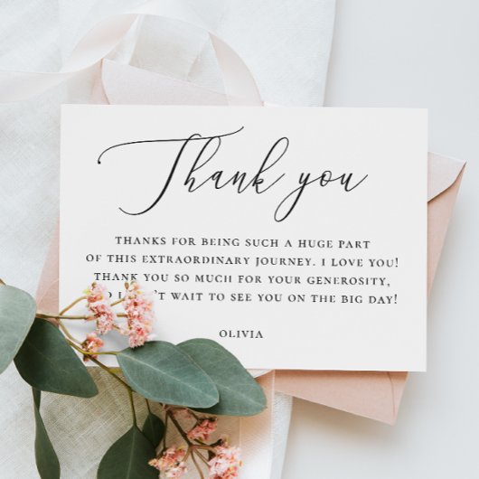 Elegant Bridal Shower Note | Minimalist Script Bedankkaart