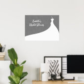 Elegant Bridal Shower Poster gray linen (Thuiskantoor)
