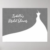 Elegant Bridal Shower Poster gray linen (Voorkant)