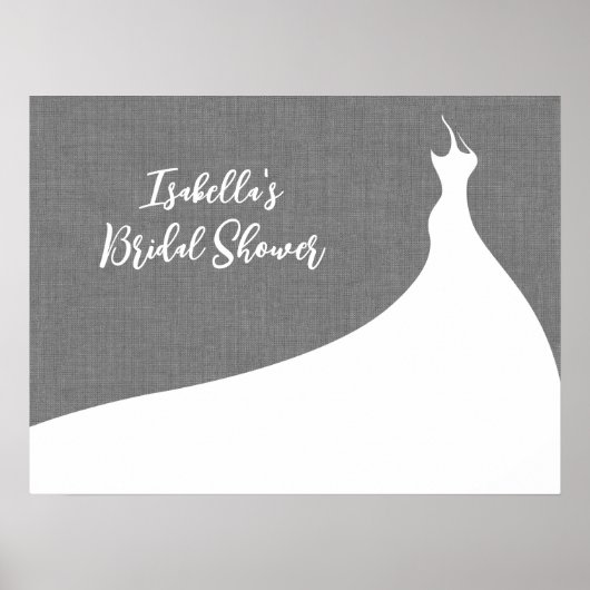 Elegant Bridal Shower Poster gray linen (Voorkant)