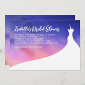 Elegant Bridal Shower Uitnodiging paarse waterverf (Voorkant / Achterkant)