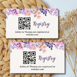 Elegant Bridal shower with wildflowers Purple Informatiekaartje