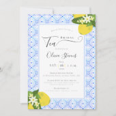 Elegant Bridal Tea Lemons Portugese Tegels Shower Kaart (Voorkant)