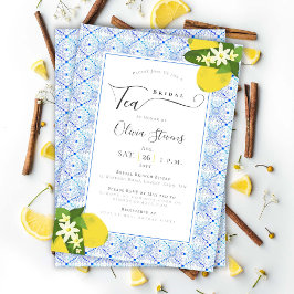 Elegant Bridal Tea Lemons Portugese Tegels Shower Kaart