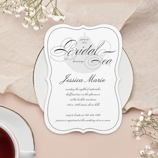 Elegant Bridal Tea Party in Black & White Kaart
