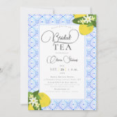 Elegant Bridal Tea Party Lemons Blue Tegels Shower Kaart (Voorkant)