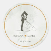 Elegant Bride and Groom Wedding Thank You Sticker (Voorkant)