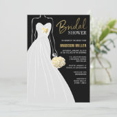 Elegant Bride Black Gold Foil Vrijgezellenfeest Kaart (Staand voorkant)