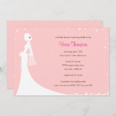 Elegant Bride Bridal Shower Invitation - Roze Kaart (Voorkant / Achterkant)