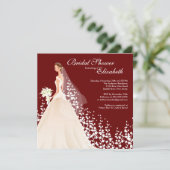 Elegant Bride Bridal Shower Invitation Wine White Kaart (Staand voorkant)