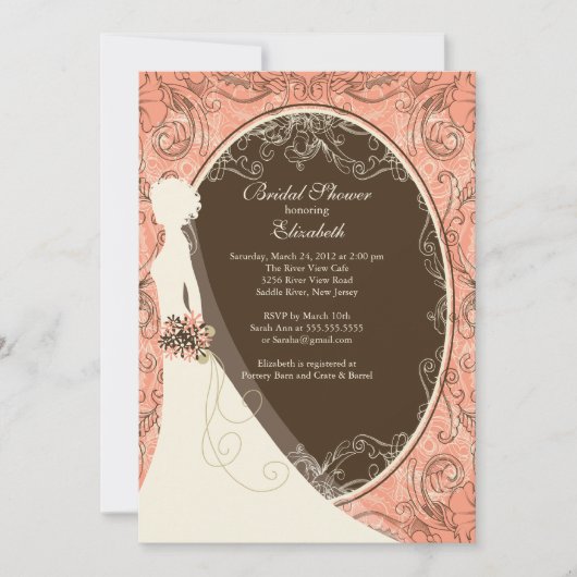Elegant Bride Bridal Shower Invitations Kaart (Voorkant)