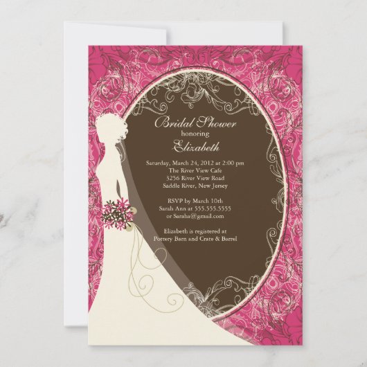 Elegant Bride Bridal Shower Invitations Kaart (Voorkant)