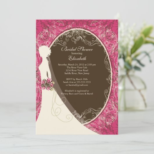 Elegant Bride Bridal Shower Invitations Kaart (Staand voorkant)