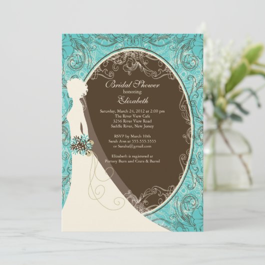 Elegant Bride Bridal Shower Invitations Kaart (Staand voorkant)