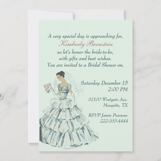 Elegant Bride Bridal Shower Kaart (Voorkant)