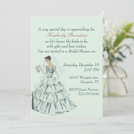 Elegant  Bride Bridal Shower Kaart (Staand voorkant)