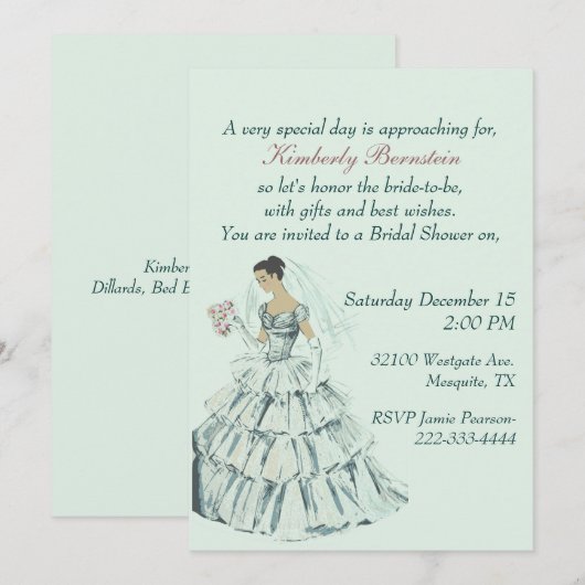 Elegant Bride Bridal Shower Kaart (Voorkant / Achterkant)