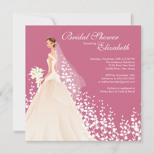 Elegant Bride Bridal Shower Uitnodiging Honeysuckl (Voorkant)