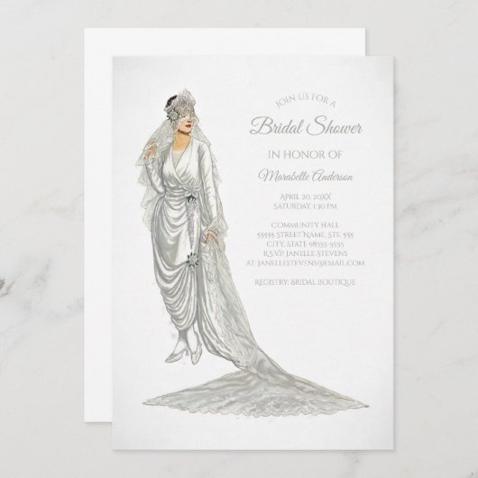 Elegant Bride Bride in White Gown Kaart (Voorkant / Achterkant)