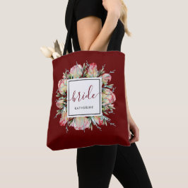 Elegant Bride Burgundy Marsala Wedding Canvas tas