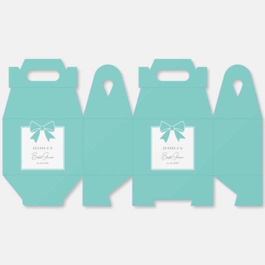 Elegant Bride & Co. Blauwgroen Blue Bow Vrijgezell Bedankdoosjes (Ongevouwen)