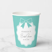 Elegant Bride & Co. Blauwgroen Blue Bow Vrijgezell Papieren Bekers (Achterkant)