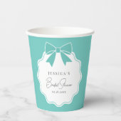 Elegant Bride & Co. Blauwgroen Blue Bow Vrijgezell Papieren Bekers (Voorkant)