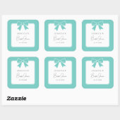 Elegant Bride & Co. Blauwgroen Blue Bow Vrijgezell Vierkante Sticker (Vel)