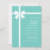 Elegant Bride & Co Blauwgroen Blue Bow Vrijgezelle Kaart (Voorkant)