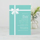 Elegant Bride & Co Blauwgroen Blue Bow Vrijgezelle Kaart (Staand voorkant)