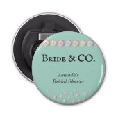 Elegant Bride & Co Blauwgroen Blue Pearl Vrijgezel Button Flesopener (Voorkant)