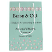 Elegant Bride & Co Blauwgroen Blue Pearl Vrijgezel Medium Cadeauzakje (Achterkant)