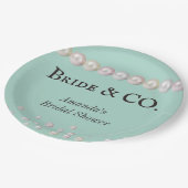 Elegant Bride & Co Blauwgroen Blue Pearl Vrijgezel Papieren Bordje (Gekanteld)