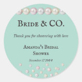Elegant Bride & Co Blauwgroen Blue Pearl Vrijgezel Ronde Sticker (Voorkant)